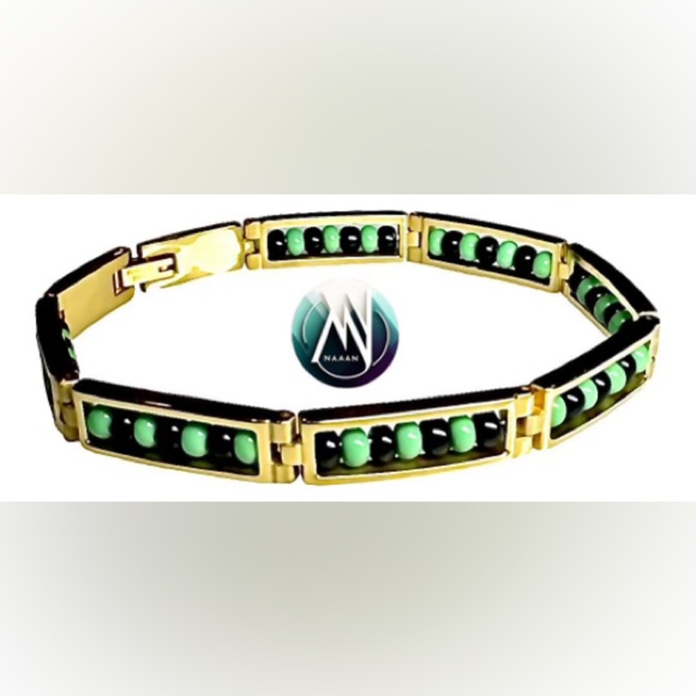 Stainless steel ilde de Ogun Bracelet (Czech Beads) yoruba religion africana
